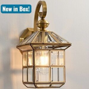 💡Milaii Copper Brass Outdoor Wall Lantern – 13.4” Exterior Light (New in Box)